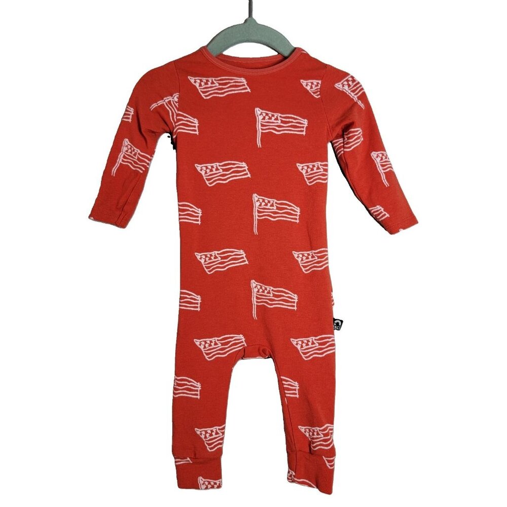 Rags Peek a Booty Romper 3-6m Red American Flag Forth of July Cotton Stretch